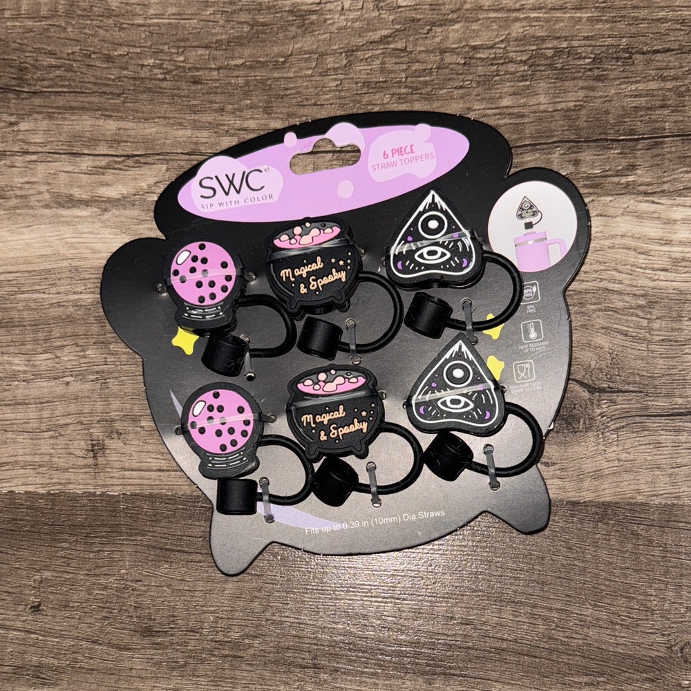 SWC Pink and Spooky Straw Toppers Set